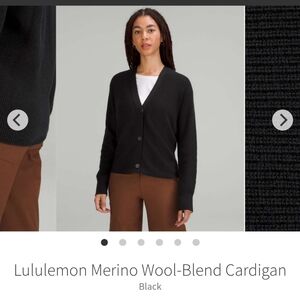 Lululemon Black Merino Wool-Blend Cardigan - Size 8